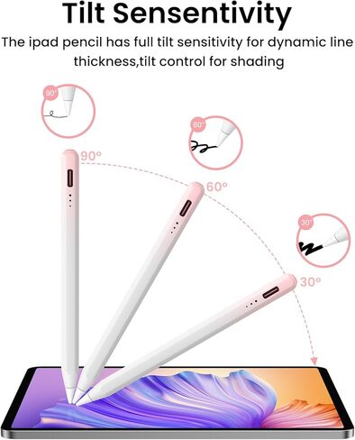 القلم القلم للجيل العاشر من الجيل العاشر ، من النوع C ، مع رفض النخيل وحساسية الميل ، متوافق مع Apple Pencil 2018-2025 ، Mini Stylus مناسبة للبالغين وربطة الأطفال in Kuwait
