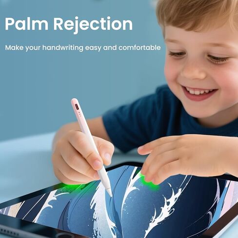 القلم القلم للجيل العاشر من الجيل العاشر ، من النوع C ، مع رفض النخيل وحساسية الميل ، متوافق مع Apple Pencil 2018-2025 ، Mini Stylus مناسبة للبالغين وربطة الأطفال in Kuwait