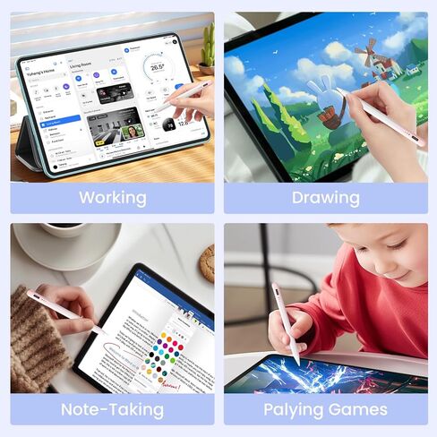 القلم القلم للجيل العاشر من الجيل العاشر ، من النوع C ، مع رفض النخيل وحساسية الميل ، متوافق مع Apple Pencil 2018-2025 ، Mini Stylus مناسبة للبالغين وربطة الأطفال in Kuwait