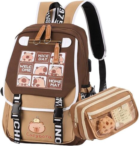 Lushandy Capybara Backpack, Cute Capibara Backpacks Kawaii Kapibara Stuff Large Cartoon Capybara Bag Ita Bag in Saudi Arabia