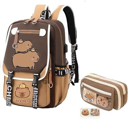 Lushandy Capybara Backpack, Cute Capibara Backpacks Kawaii Kapibara Stuff Large Cartoon Capybara Bag Ita Bag in Saudi Arabia