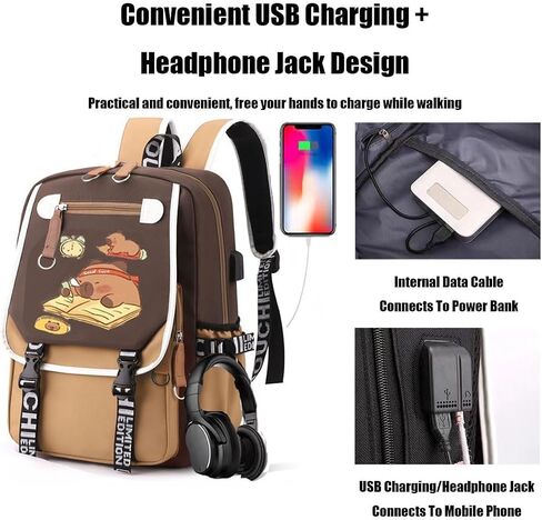 Lushandy Capybara Backpack, Cute Capibara Backpacks Kawaii Kapibara Stuff Large Cartoon Capybara Bag Ita Bag in Saudi Arabia