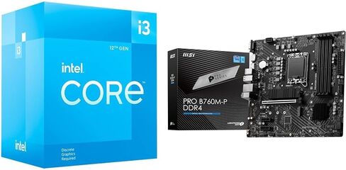 Intel Core i3-12100F Desktop Processor + MSI PRO B760M-P DDR4 ProSeries Motherboard in Saudi Arabia