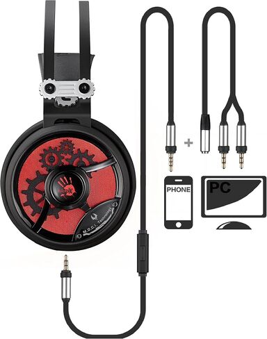 Bloody M660 Gaming Headset 3.5mm Connector - PC/MAC | Mobile | Hyper Surround Sound Range | in-Line mic | Ultra Cloud Plush Over Ear Cuffs | - Red LED USB in Saudi Arabia