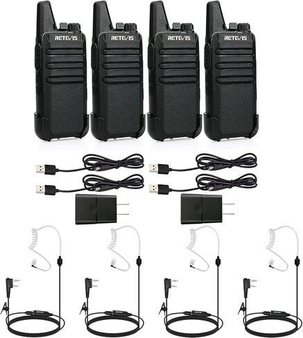 RETEVIS RT22 راديو ثنائية الاتجاه (4 عبوات) مع AI Active Love Levenuction Calkie Protece (4 Pack) ، Resplible ، Radiable 2 Way Radio ، USB Charging ، Handfree Walkie Talkies in Kuwait