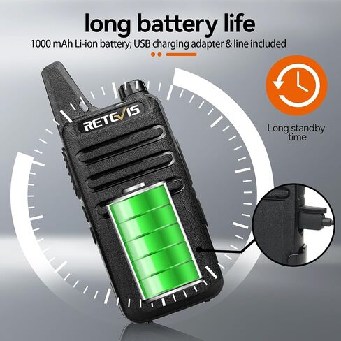 RETEVIS RT22 راديو ثنائية الاتجاه (4 عبوات) مع AI Active Love Levenuction Calkie Protece (4 Pack) ، Resplible ، Radiable 2 Way Radio ، USB Charging ، Handfree Walkie Talkies in Kuwait