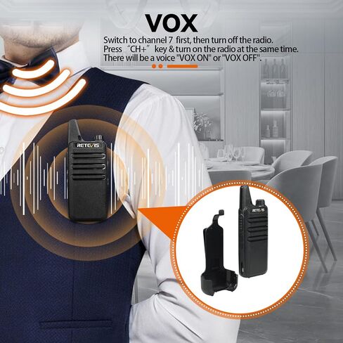 RETEVIS RT22 راديو ثنائية الاتجاه (4 عبوات) مع AI Active Love Levenuction Calkie Protece (4 Pack) ، Resplible ، Radiable 2 Way Radio ، USB Charging ، Handfree Walkie Talkies in Kuwait