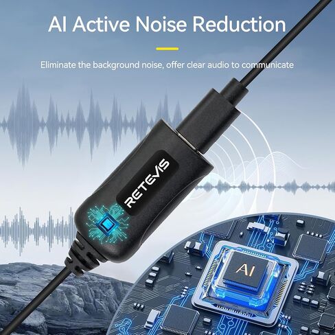 RETEVIS RT22 راديو ثنائية الاتجاه (4 عبوات) مع AI Active Love Levenuction Calkie Protece (4 Pack) ، Resplible ، Radiable 2 Way Radio ، USB Charging ، Handfree Walkie Talkies in Kuwait