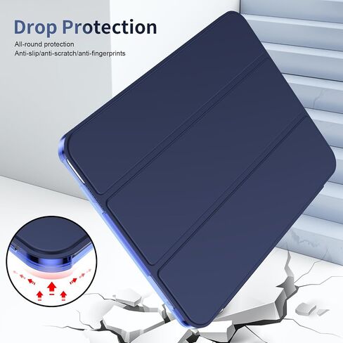 Gtang Case for iPad (A16) الجيل الحادي عشر 11 بوصة 2025 ، غطاء وقائي Slim Stand مع غطاء قذيفة شفاف من الكمبيوتر الشخصي لـ iPad 10th Gen 2022 ، معرف Touch Touch ، Auto Wake/Sleep ، Navy Blue in Kuwait