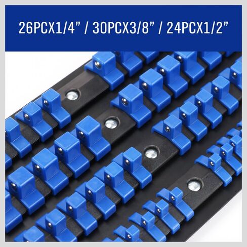 HORUSDY 3PC Double Sided Socket Organizer, 1/4-Inch, 3/8-Inch, 1/2-Inch, Premium Quality Socket Holders in Kuwait