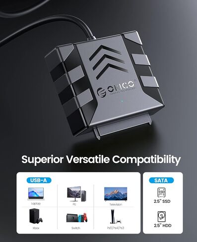 ORICO 2.5 Hard Drive Enclosure SATA to USB Cable, USB 3.0 to SATA III Cable for 2.5 inch HDD/SSD Hard Drive Support UASP with 2.5'' Silicone Case(S1-3AB-03) in Saudi Arabia