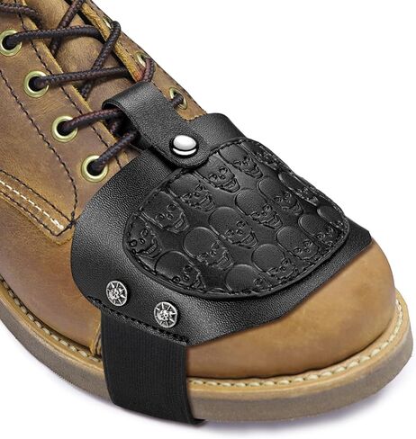 YHTIMIOX Motorcycle Boot Shift Protector 1Pcs 3D Skull Leather Shifter An-tiskid Riding Shoe Protective Pad Suitable for All Kinds of Boots Shoes in Saudi Arabia