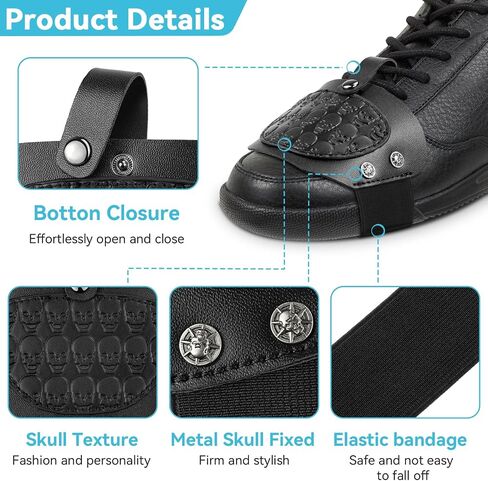 YHTIMIOX Motorcycle Boot Shift Protector 1Pcs 3D Skull Leather Shifter An-tiskid Riding Shoe Protective Pad Suitable for All Kinds of Boots Shoes in Saudi Arabia