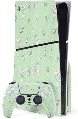 Skinit Decal Gaming Skin Compatible with PS5 Slim Disk Bundle - Officially Licensed Disney Tinker Bell Water Color Art Poses Design in Saudi Arabia