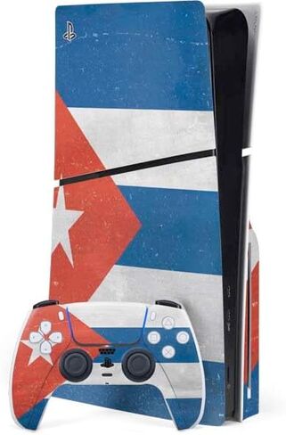 Skinit Decal Gaming Skin Compatible with PS5 Slim Disk Bundle - Cuban Flag Distressed Design in Saudi Arabia