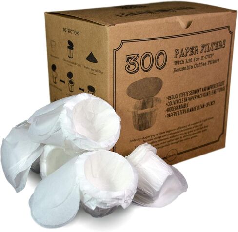 Disposable K Cup Paper Filters with Lids for Reusable Coffee Pods, 300 in Saudi Arabia