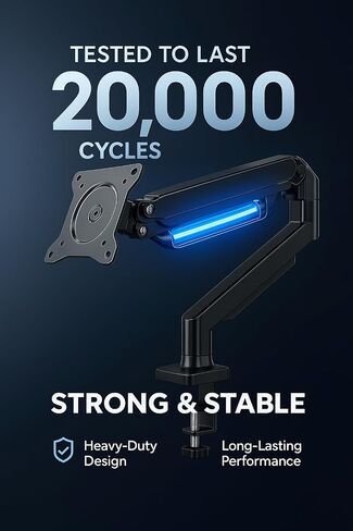 ArcadeX Single Monitor Mount, 13 to 32 Inch Gas Monitor Arm, Adjustable Stand, Vesa Mount with Clamp and Grommet Base - Fits 4.4 to 22lbs LED Computer Monitors (Black) in Saudi Arabia