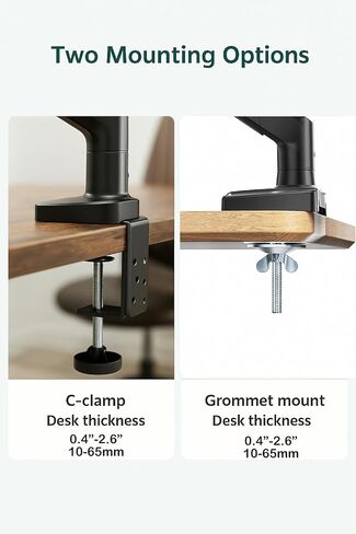 ArcadeX Single Monitor Mount, 13 to 32 Inch Gas Monitor Arm, Adjustable Stand, Vesa Mount with Clamp and Grommet Base - Fits 4.4 to 22lbs LED Computer Monitors (Black) in Saudi Arabia