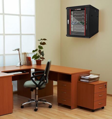 Sysracks 15U 24 inch Depth Wall Mount Server Cabinet Enclosure Rack Glass Door - 8-Way PDU - Cooling Fan - 2 Vented Shelves - Feet - Hardware in Saudi Arabia