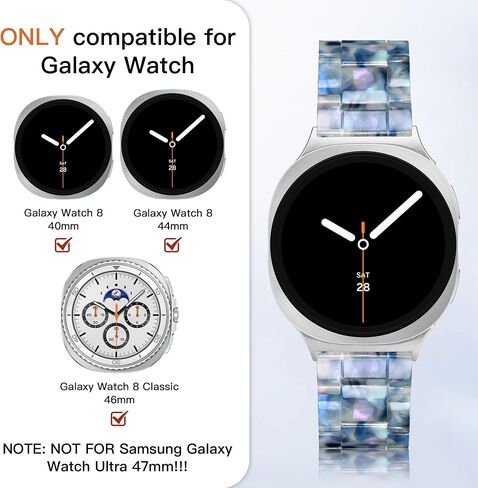 فرقة راتنج لـ Samsung Galaxy Watch 8 Band 40mm 44mm/Galaxy Watch 8 Classic Band 46mm Women Men ، حزام بديل خفيف الوزن لـ Samsung Watch 8 Bands-Navy Blue in Kuwait