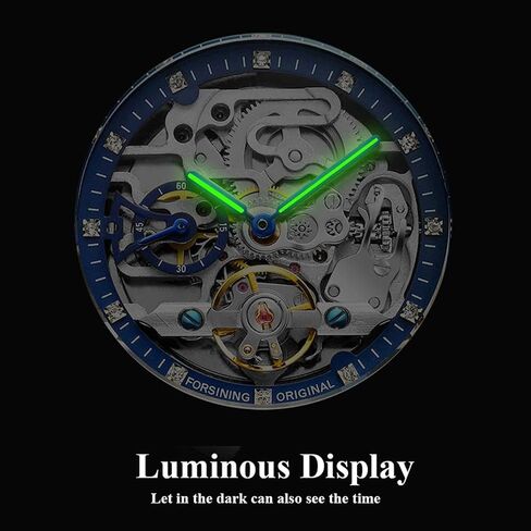 FORSINING Automatic Watch Mechanical Wrist Watch for Men Octagonal Waterproof Skeleton Watches Luxury Diamond Tourbillon Silver Stainless Steel Band in Saudi Arabia