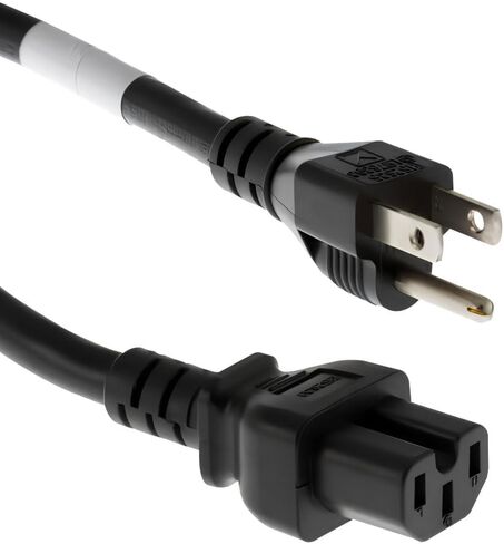Cables and Kits - 3 Prong AC Power Cord Cable 6ft (1.8m) - 15A, 125V - 5-15P to C15 Heavy Duty 14 AWG Extension Cord Cable - Ideal for Home, Office, Appliances, Electronics, Power Tools - (Black) in Kuwait