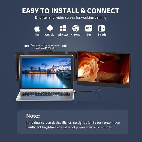 14 '' 'screen screen extender 1080p ، موسع مراقب مزدوج محمول لأجهزة الكمبيوتر المحمولة-USB C و HDMI ، اللعب المكونات للعرض المزدوج على Mac و Windows ، يناسب 13' '-17.3'. in Kuwait