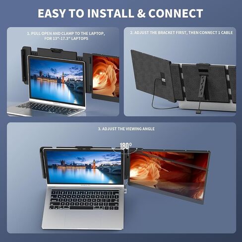 14 '' 'screen screen extender 1080p ، موسع مراقب مزدوج محمول لأجهزة الكمبيوتر المحمولة-USB C و HDMI ، اللعب المكونات للعرض المزدوج على Mac و Windows ، يناسب 13' '-17.3'. in Kuwait