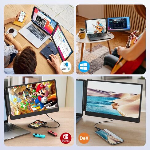 14 '' 'screen screen extender 1080p ، موسع مراقب مزدوج محمول لأجهزة الكمبيوتر المحمولة-USB C و HDMI ، اللعب المكونات للعرض المزدوج على Mac و Windows ، يناسب 13' '-17.3'. in Kuwait