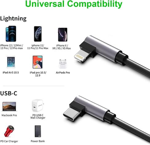 2Pack CarPlay Right Angle USB C to Lightning Coiled Coiled Charging Cable，90 Degree Elbow Apple Fast Charge Sync Data Spring Retractable Cord Adapter for iPhone 14/13/12/11/SE/Xs/Xr/8/iPad-4FT in Saudi Arabia