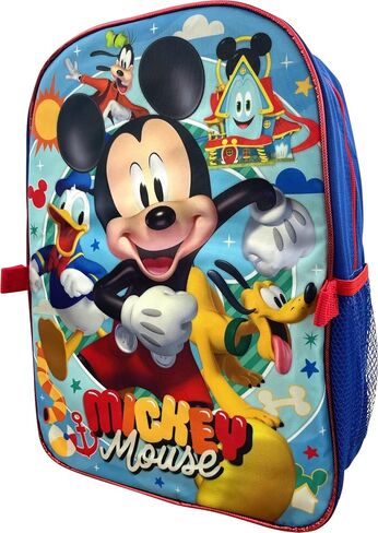 Ruz Mickey Mouse 16" Backpack With Detachable Lunch Box Blue-Red in Saudi Arabia