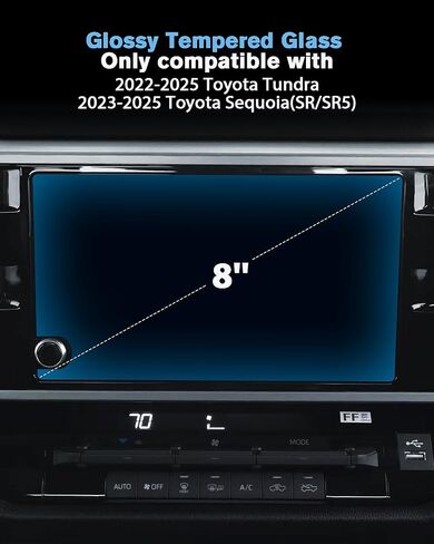 For 2022~2025 Toyota Tundra& 2023~2025 Toyota Sequoia (SR/SR5) Screen Protector 8 Inch Matte Anti-Glare Tempered Glass Touchscreen *1 Accessories 9H Hardness Glass - No More Fingerprint in Saudi Arabia