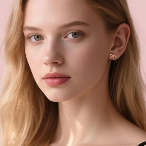 Reffeer Solid 925 Sterling Silver Small Bow Studs Earrings for Women Teen Girls Bowknot Earrings Studs in Kuwait