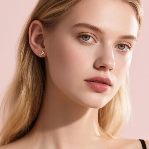 Reffeer Solid 925 Sterling Silver Small Bow Studs Earrings for Women Teen Girls Bowknot Earrings Studs in Kuwait