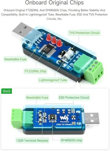 waveshare 3PCS Industrial USB to RS485 Converter with Original FT232RL and SP485EEN Embedded Protection Circuits for Industrial Control Equipments and/or Applications in Saudi Arabia