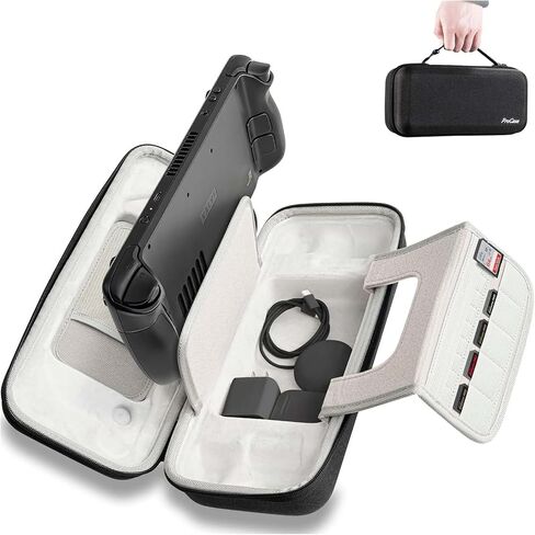ProCase Steam Deck Carrying Case, Hard Travel Protective Case Large Storage Shell for Steam Deck Console SD Card AC Charger and Other Accessories with Stand and Handle -Black in Saudi Arabia