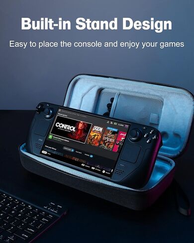 ProCase Steam Deck Carrying Case, Hard Travel Protective Case Large Storage Shell for Steam Deck Console SD Card AC Charger and Other Accessories with Stand and Handle -Black in Saudi Arabia