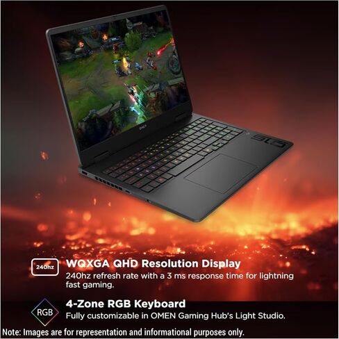 HP OMEN 16 Gaming Laptop ، Intel Ultra 9-285H ، 32 GB DDR5 RAM ، 2 TB PCIE SSD ، 16 "WQXGA (2560x1600) عرض 240Hz ، NVIDIA G-FORCE RTX 5070 ، RGB Backlit Keyboard ، W11 Home ، Shadow Black in Kuwait