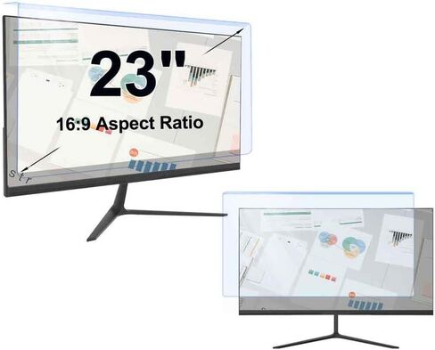 23 inch Computer Screen Blue Light Blocker - Reduce Eye Strain - Easy to Install & Removable Anti Scratch Computer Screen Protector Panel - Hanging Anti Blue Light Glare Screen Protector in Saudi Arabia