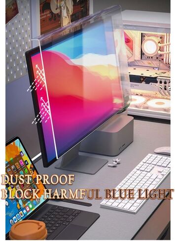 23 inch Computer Screen Blue Light Blocker - Reduce Eye Strain - Easy to Install & Removable Anti Scratch Computer Screen Protector Panel - Hanging Anti Blue Light Glare Screen Protector in Saudi Arabia
