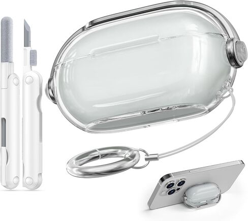 Wowway for Beats Solo Buds Cover مع حماية مضادة للقفل ، وغطاء واضح مضاد لـ TPU مع مجموعة نظافة ، وتوافق مع Beats Solo Buds اللاسلكية الأذن-Silver Gray in Kuwait