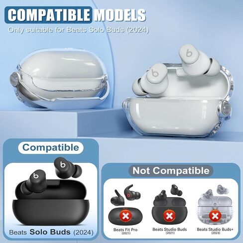 Wowway for Beats Solo Buds Cover مع حماية مضادة للقفل ، وغطاء واضح مضاد لـ TPU مع مجموعة نظافة ، وتوافق مع Beats Solo Buds اللاسلكية الأذن-Silver Gray in Kuwait