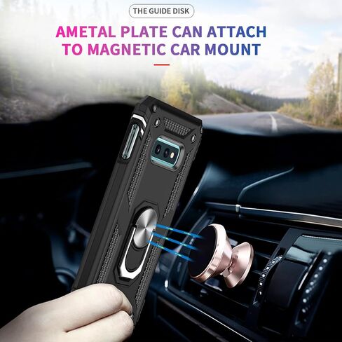 حالة Leyi for Galaxy S10e-Phone: Samsung Galaxy S10e Case with Glass Screen Protector Camera Camera Protector ، Hight Duty Ring Ring Stand Android Unlocked Funda Para SM-G970U ، Black in Kuwait