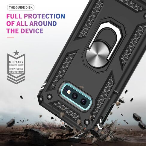 حالة Leyi for Galaxy S10e-Phone: Samsung Galaxy S10e Case with Glass Screen Protector Camera Camera Protector ، Hight Duty Ring Ring Stand Android Unlocked Funda Para SM-G970U ، Black in Kuwait