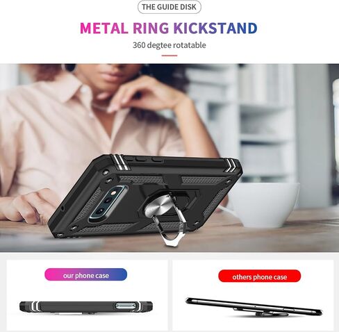 حالة Leyi for Galaxy S10e-Phone: Samsung Galaxy S10e Case with Glass Screen Protector Camera Camera Protector ، Hight Duty Ring Ring Stand Android Unlocked Funda Para SM-G970U ، Black in Kuwait