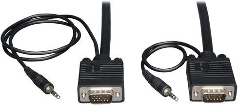 Tripp Lite P504-025 25ft VGA كابل مع الصوت ، HD15 و 3.5 ملم/م/م ، RGB RGB Coxial 2048x1536 ، درع إحباط ، اتصال النيكل/الذهب ، VW-1 ، الحزمة Cloud Cloud قبل التهيئة المؤهلة (10 حزمة) in Saudi Arabia