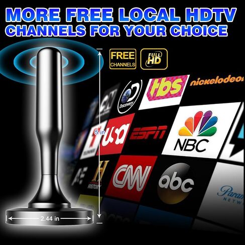 2025 Upgraded TV Antennas for Smart HDTV Indoor, Long Range & 360° Reception with Magnetic Base for Easy Installation, Digital HDTV Antenna Supports 4K, 1080p for Smart TV Local Channels in Saudi Arabia