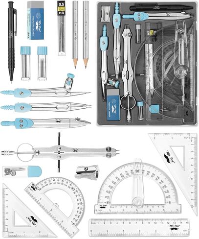 Mr. Pen Geometry Set with 6 Inch Swing Arm Protractor, Divider, Set Squares, Ruler, Compasses and Protractor, 15 Piece Set in Saudi Arabia