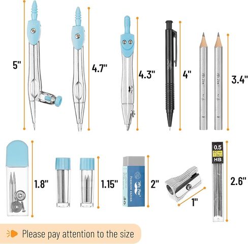 Mr. Pen Geometry Set with 6 Inch Swing Arm Protractor, Divider, Set Squares, Ruler, Compasses and Protractor, 15 Piece Set in Saudi Arabia