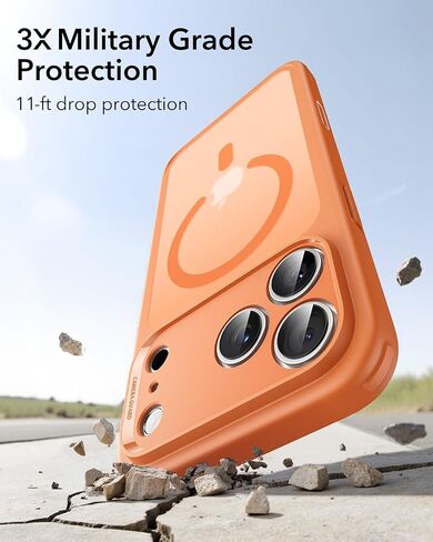 ESR لحالة iPhone 17 Pro ، التحكم في الكاميرا ، متوافق مع Magsafe ، حماية من الدرجة العسكرية المقاومة للصدمات ، حالة الهاتف المغناطيسي لـ iPhone 17 Pro ، Classic Hybrid Case ، Frosted Orange in Kuwait